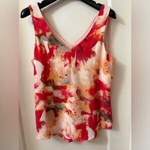 Lovely Bright Red & Pink Floral Sleeveless Women's Top